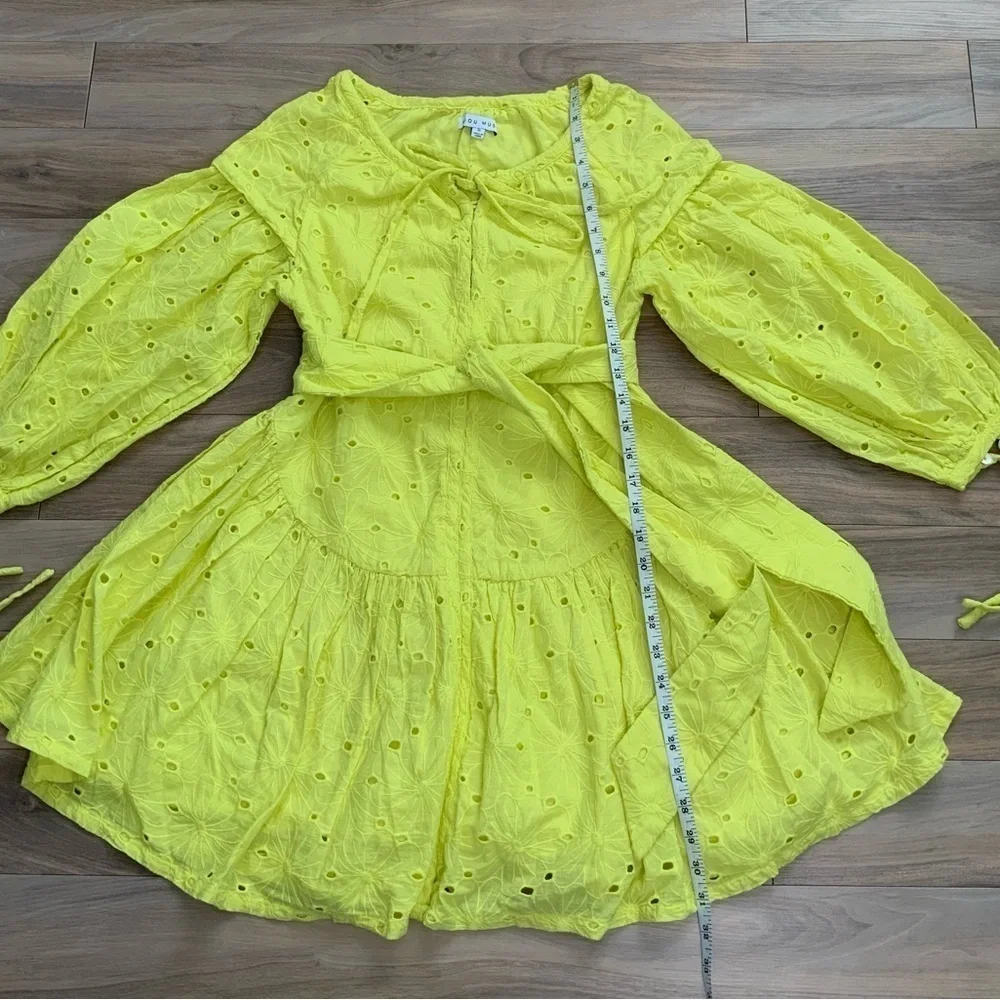 Miou Musse Lime Yellow Eyelet Dress - Picture 4 of 7